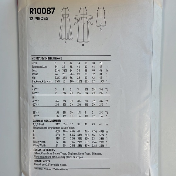 Lot of 7 NEW LOOK Sewing Patterns R10281 R10087 R10098 R10535 R10283 H0170 N6072 - Picture 12 of 16